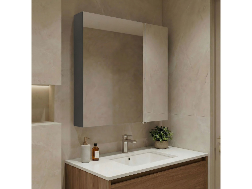 Mobile da bagno con specchio "Nuvola 60 v2" - 66 x 16 x 60 cm - Antracite