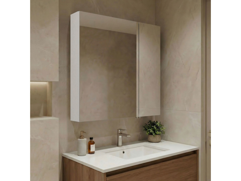 Mobile da bagno con specchio "Nuvola 60 v2" - 66 x 16 x 60 cm - Bianco
