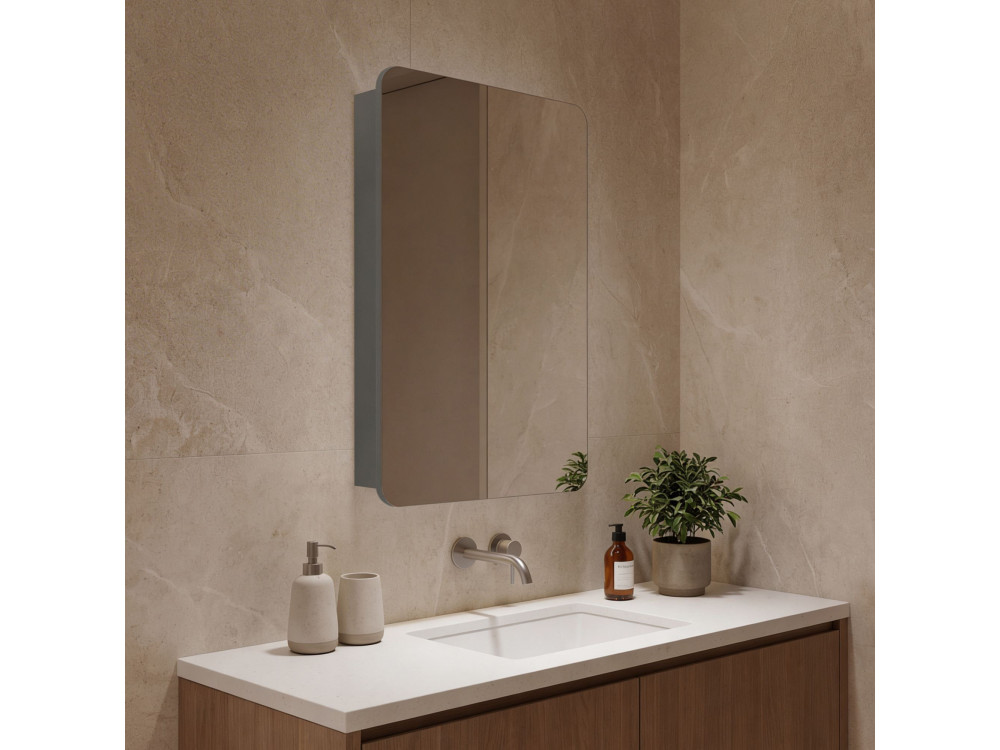 Mobile da bagno con specchio "Orbit 50" - 50 x 16 x 71 cm - Grigio