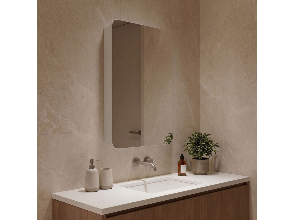Mobile da bagno con specchio "Orbit 50" - 50 x 16 x 71 cm - Bianco