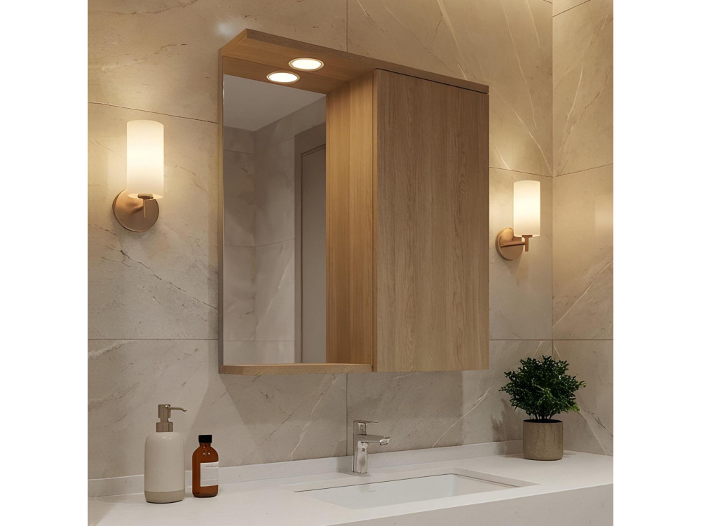 Mobile da bagno con specchio "Purus 55" - 56 x 18 x 68 cm - Rovere Sonomo