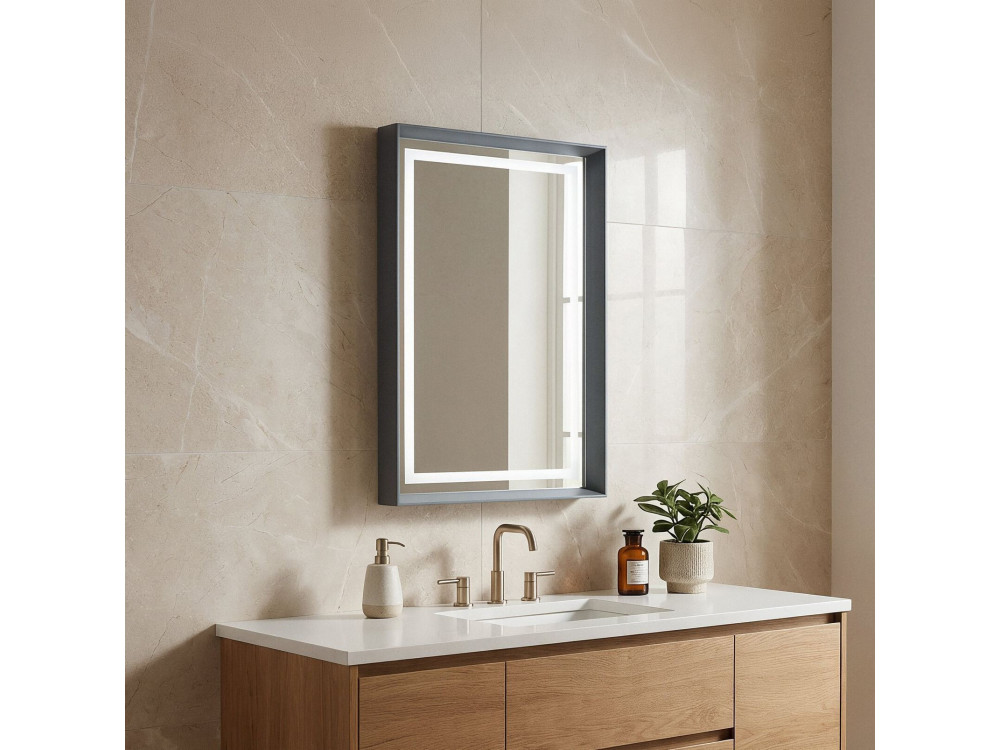 Specchio decorativo in legno "Craft 60 x 90 v2" - 60 x 10 x 90 cm - Antracite opaco