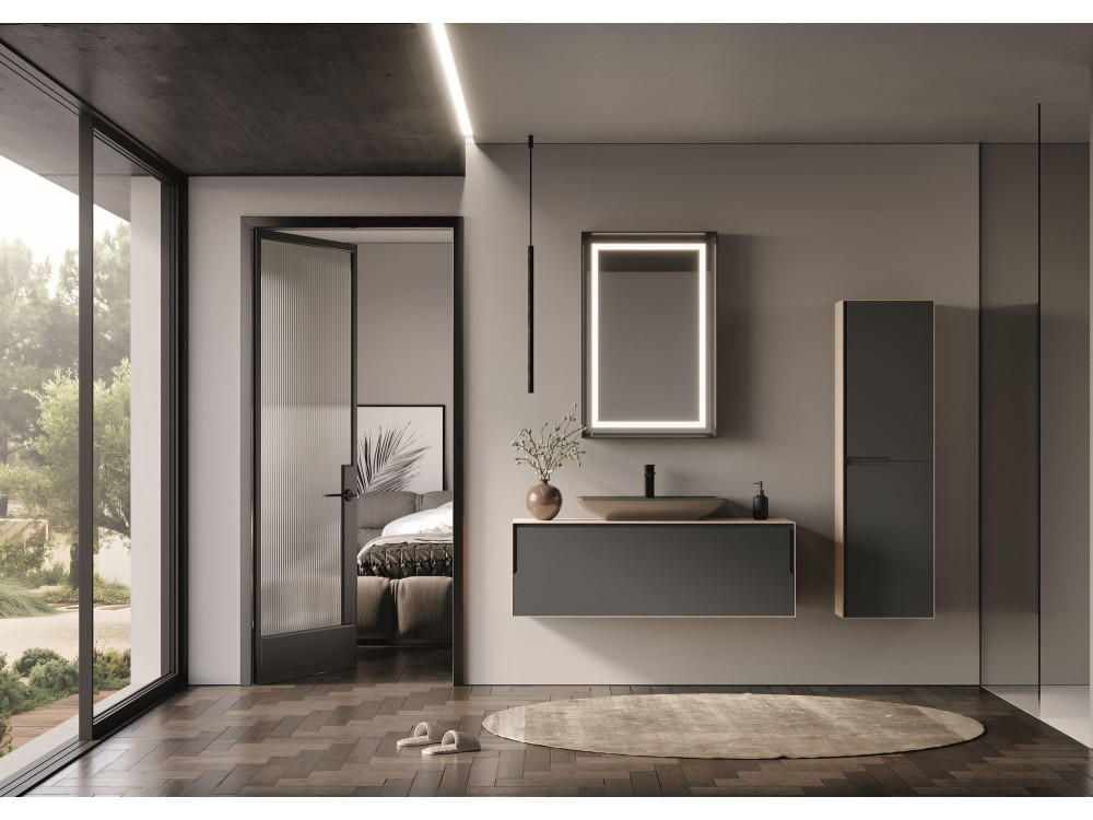 Specchio decorativo in legno "Craft 60 x 90 v2" - 60 x 10 x 90 cm - Antracite opaco