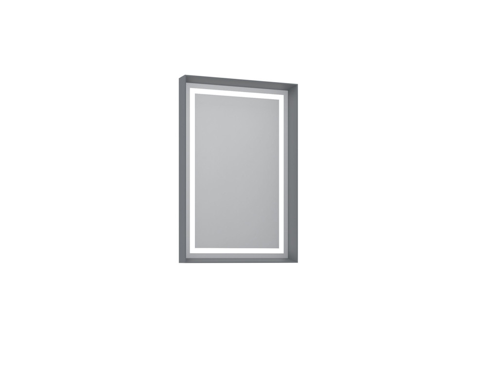Specchio decorativo in legno "Craft 60 x 90 v2" - 60 x 10 x 90 cm - Grigio opaco