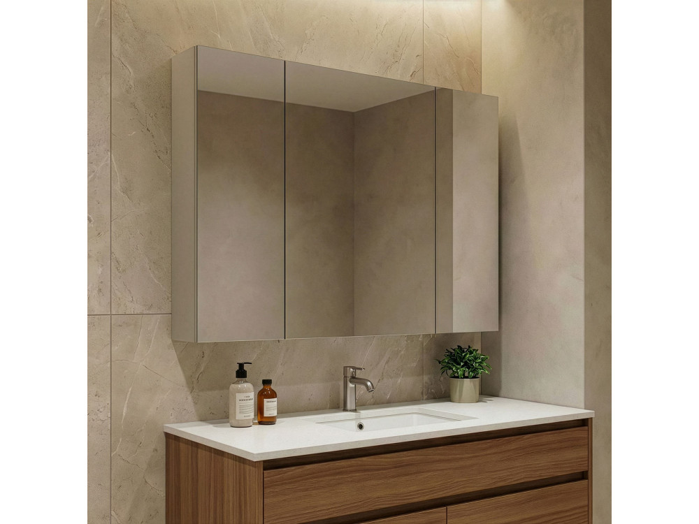 Mobile da bagno con specchio "Desna 100" - 97 x 16 x 66 cm - Sabbia