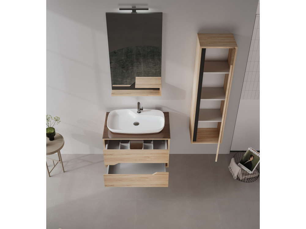 Specchio decorativo in legno "Galia 60" - 60 x 14 x 100 cm - Rovere