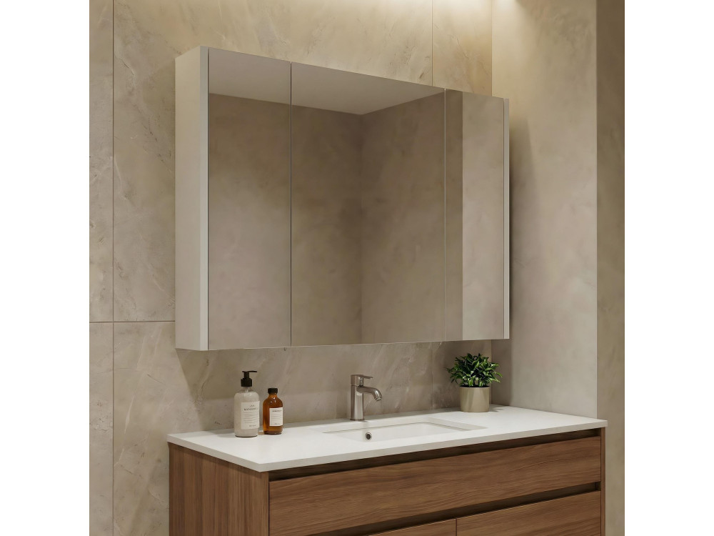 Mobile da bagno con specchio "Arno 100" - 100 x 16 x 66 cm - Cashmere