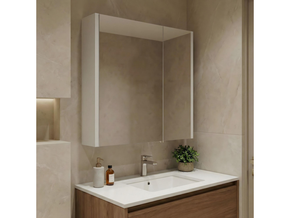 Mobile da bagno con specchio "Arno 60" - 60 x 16 x 66 cm - Bianco