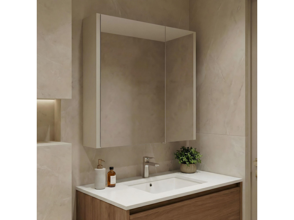 Mobile da bagno con specchio "Arno 60" - 60 x 16 x 66 cm - Cashmere
