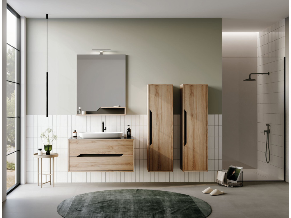 Specchio decorativo in legno "Galia 80" - 60 x 14 x 100 cm - Rovere