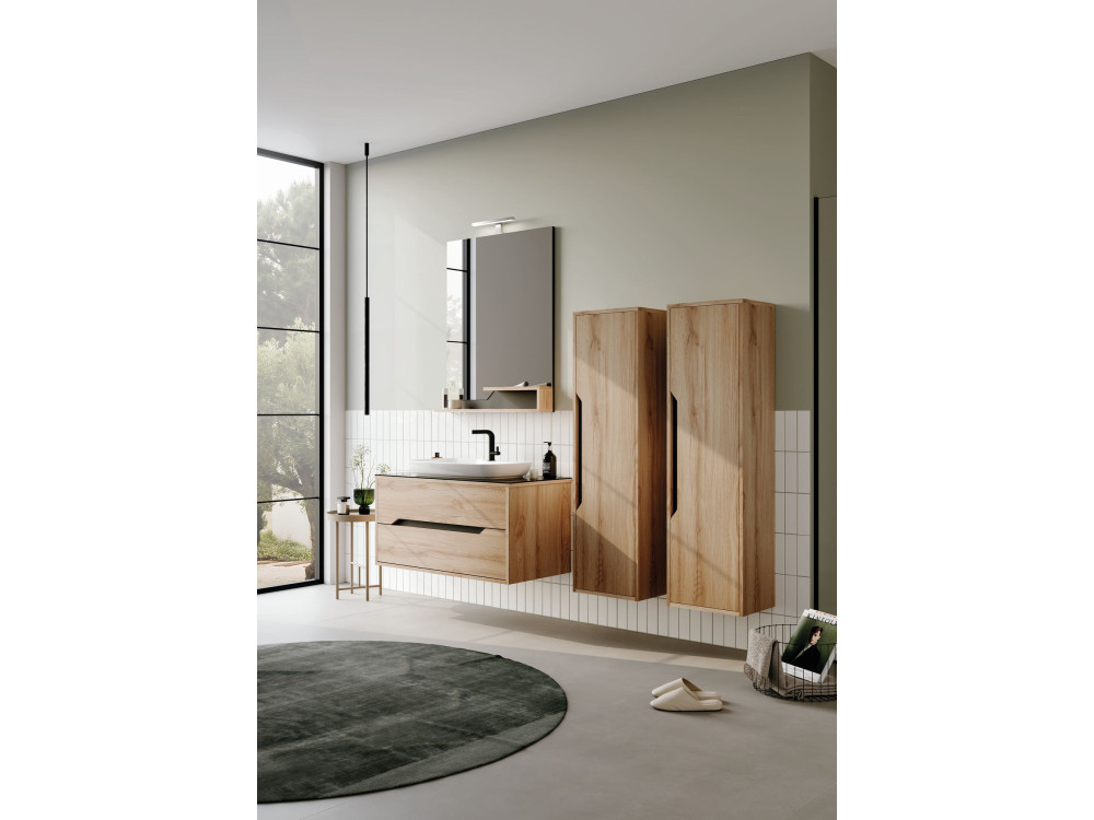 Specchio decorativo in legno "Galia 80" - 60 x 14 x 100 cm - Rovere