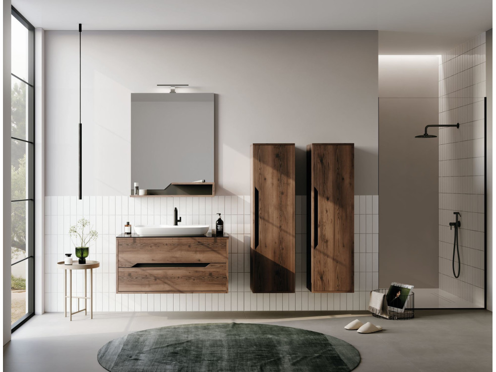 Specchio decorativo in legno "Galia 80" - 60 x 14 x 100 cm - Noce scuro