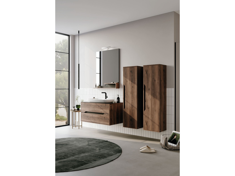 Specchio decorativo in legno "Galia 80" - 60 x 14 x 100 cm - Noce scuro