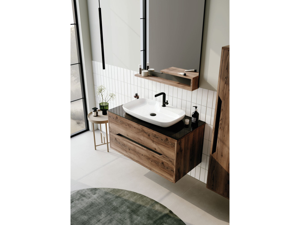 Specchio decorativo in legno "Galia 80" - 60 x 14 x 100 cm - Noce scuro