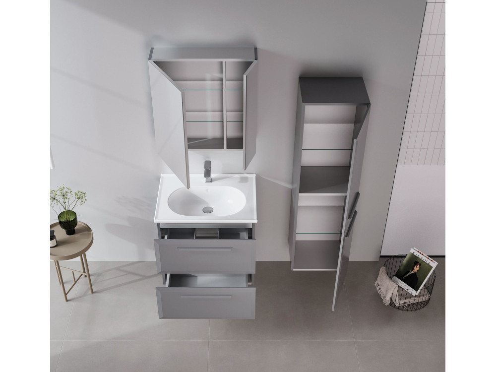 Mobile da bagno "Nuvola 40 v3" - 40 x 32 x 138 cm - Grigio