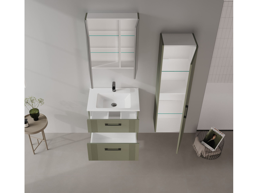 Mobile da bagno "Bari 40" - 40 x 32 x 138 cm - Verde opaco