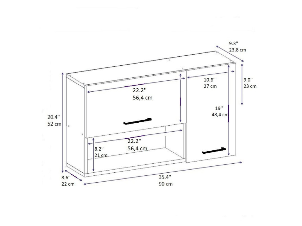 Credenza in legno "Akasya" - 90 x 24 x 52 cm - Bianco