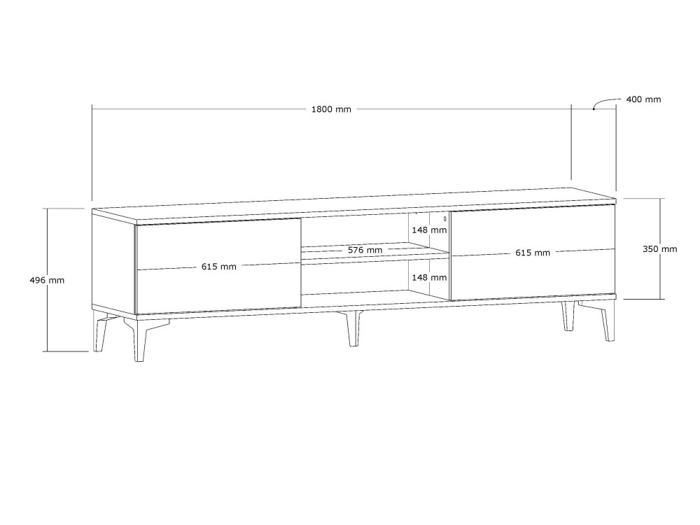 Porta TV in legno "Erem" - 180 x 40 x 45 cm - NoceNero