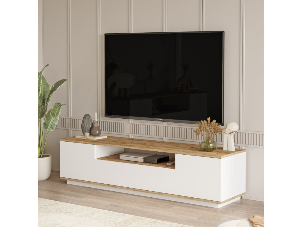 Mobile TV in legno "FR7" - 180 x 44 x 44 cm - Pino atlantico bianco