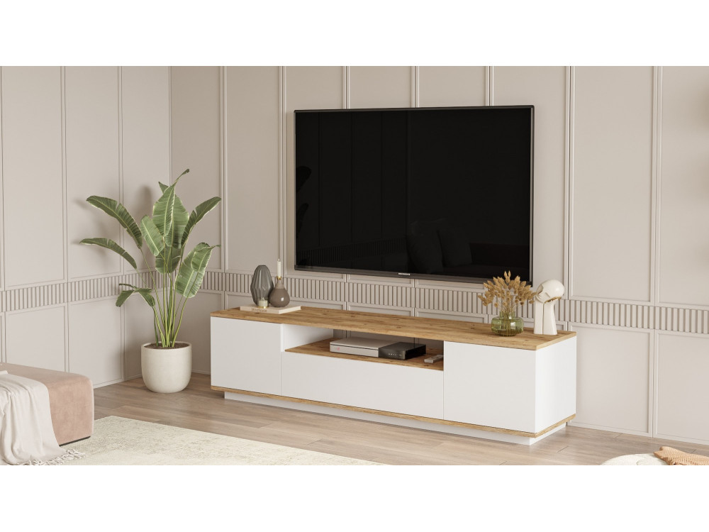 Mobile TV in legno "FR7" - 180 x 44 x 44 cm - Pino atlantico bianco