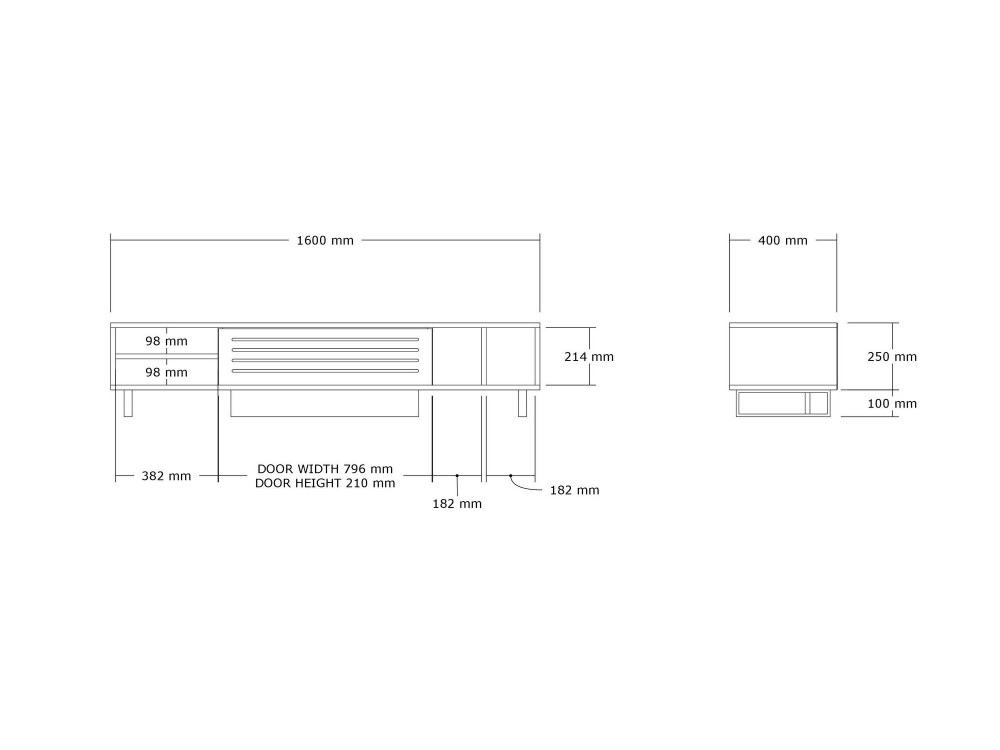 Porta TV in legno "Safir" - 160 x 40 x 35 cm - Travertino