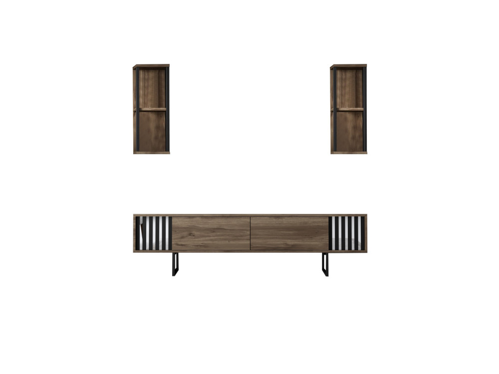 Porta TV in legno "Chrome Line" - 180 x 30 x 48 cm - NoceNero