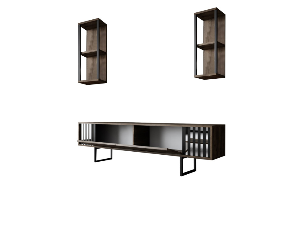 Porta TV in legno "Chrome Line" - 180 x 30 x 48 cm - NoceNero