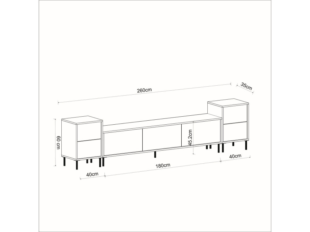 Porta TV in legno "Imaj" - 260 x 35 x 60 cm - TravertinOr
