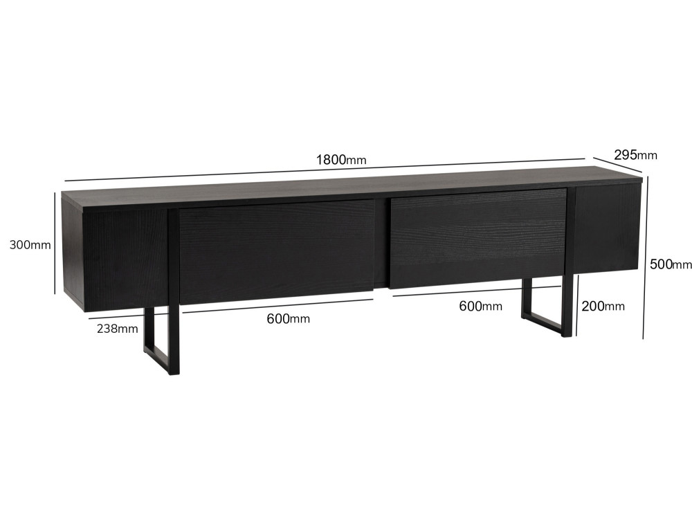 Porta TV in legno "Serenity" - 180 x 29 x 50 cm - Nero