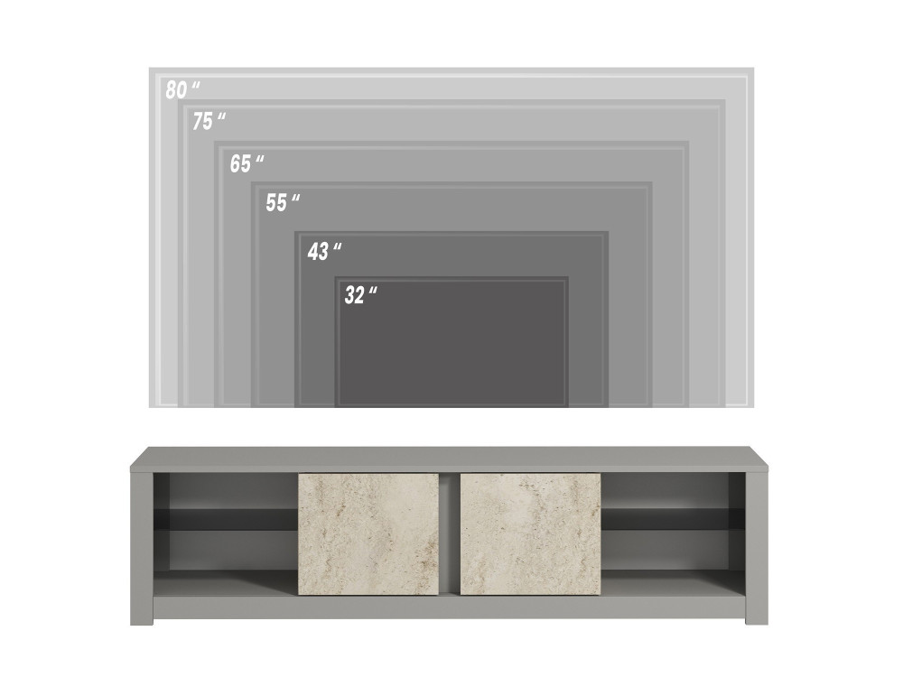 Porta TV in legno "Aydos" 180 x 35 x 45 cm - Grigio