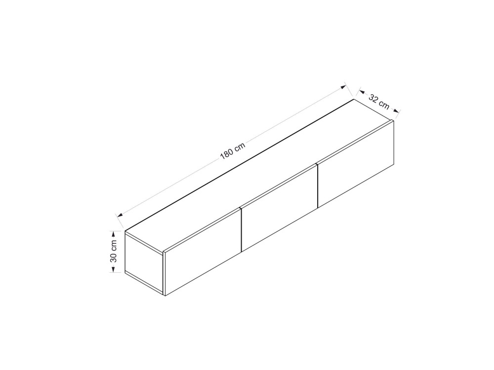Mobile TV sospeso in legno "Rigel" - 180 x 32 x 30 cm - Bianco