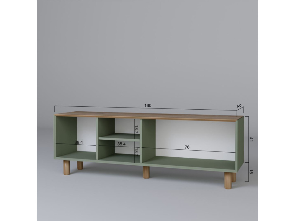 Supporto TV in legno "Mia" - 160 x 40 x 56 cm - Verde
