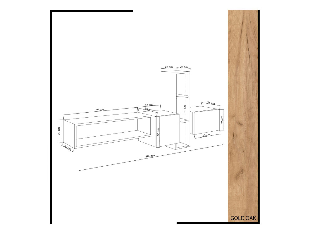 Porta TV in legno "Kumkuat" - 160 x 35 x 70 cm - Marrone