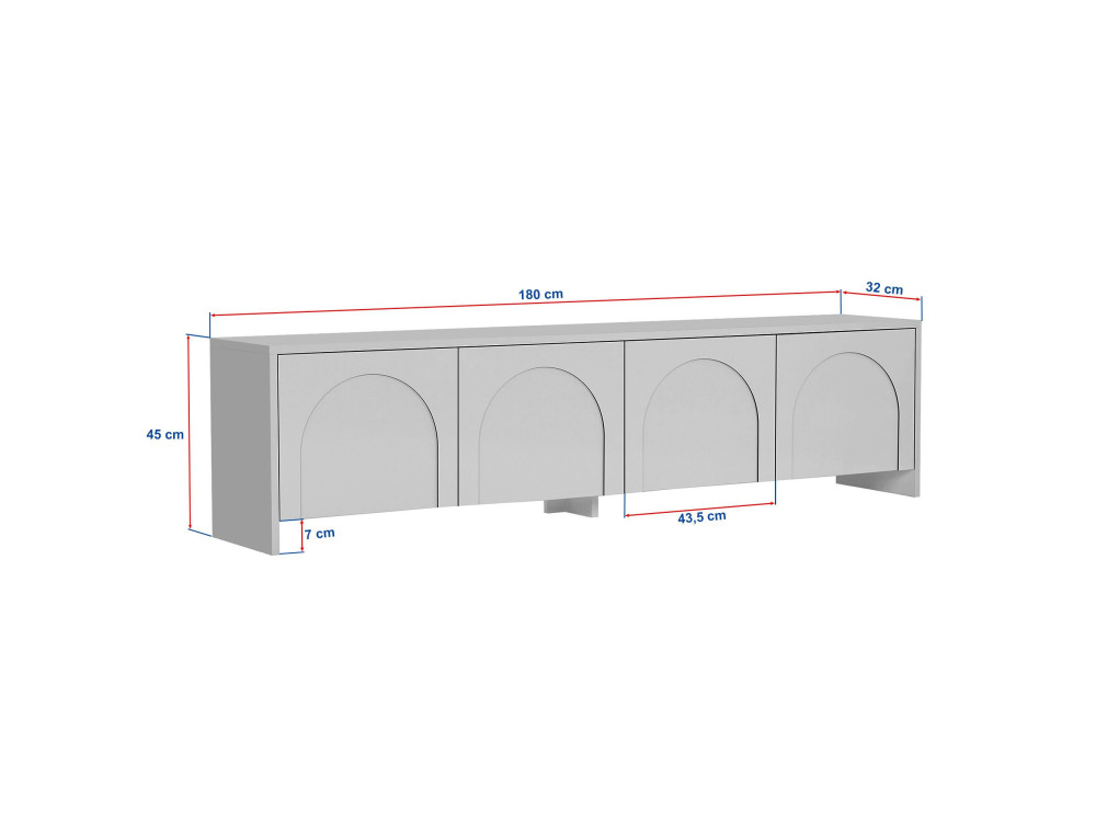 Porta TV in legno "Aurelia" - 180 x 32 x 45 cm - Bianco