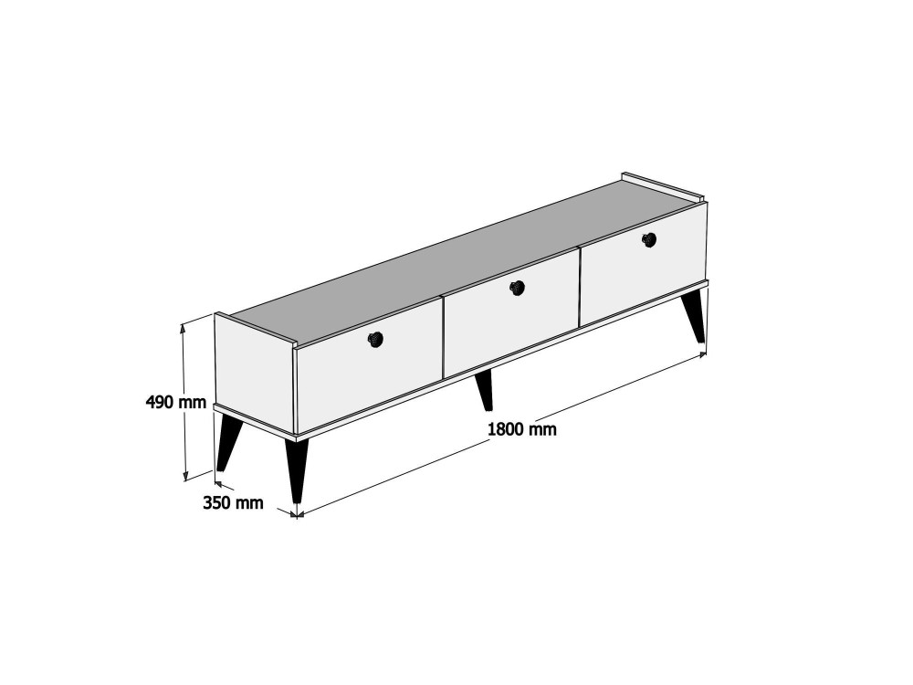 Porta TV in legno "Lidya" - 180 x 35 x 49 cm - Marrone
