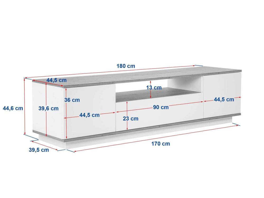 Porta TV in legno "Veramont" - 180 x 44 x 44 cm - Crema