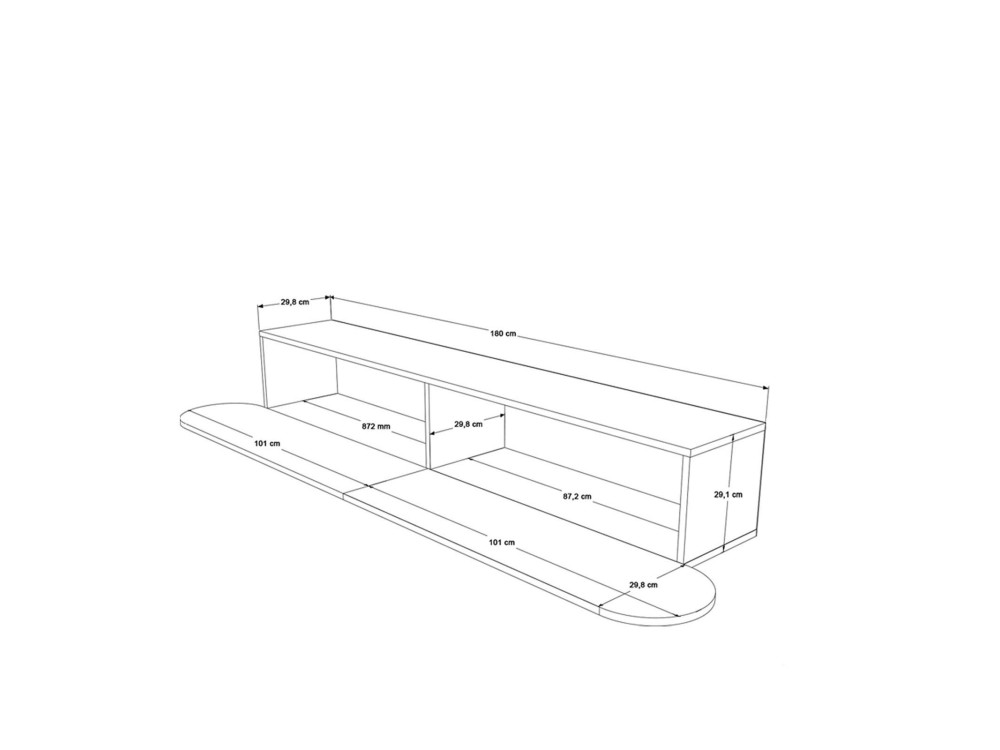 Porta TV in legno "LUM1" - 180 x 31 x 29 cm - Crema