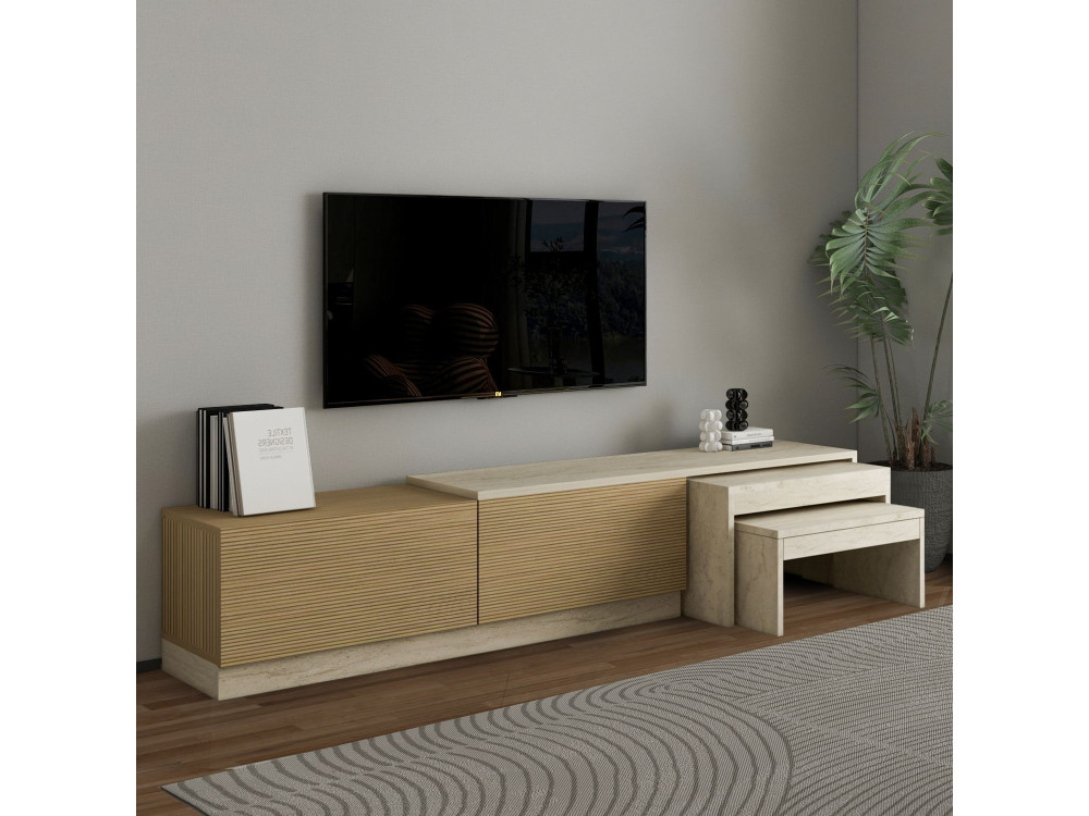 Porta TV in legno "Nest" - 180 x 30 x 36 cm - Beige