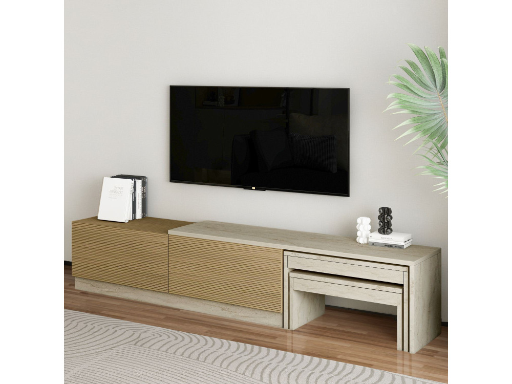 Porta TV in legno "Nest" - 180 x 30 x 36 cm - Beige