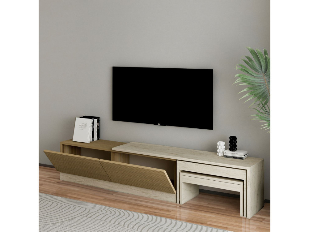 Porta TV in legno "Nest" - 180 x 30 x 36 cm - Beige