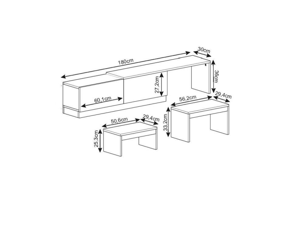 Porta TV in legno "Nest" - 180 x 30 x 36 cm - Beige