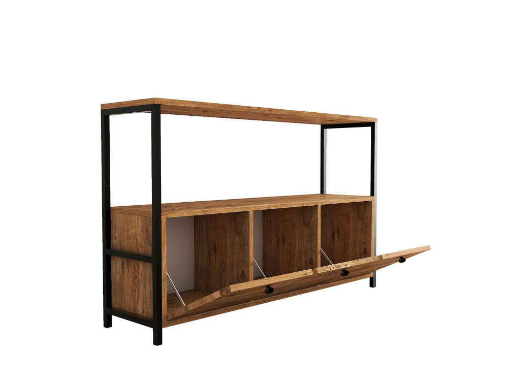 Credenza in legno "Nero" - 120 x 30 x 75 cm - Pino nero Atlantic