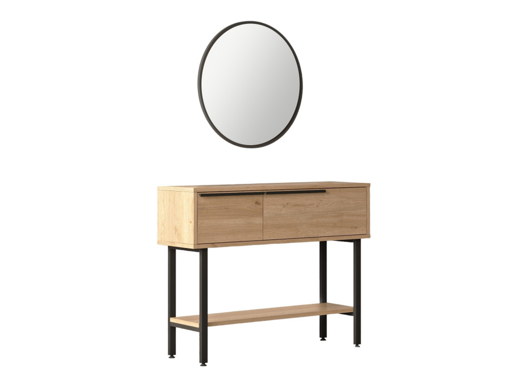 Consolle in legno "Calvin" con specchio - 100 x 30 x 76 cm - Marrone