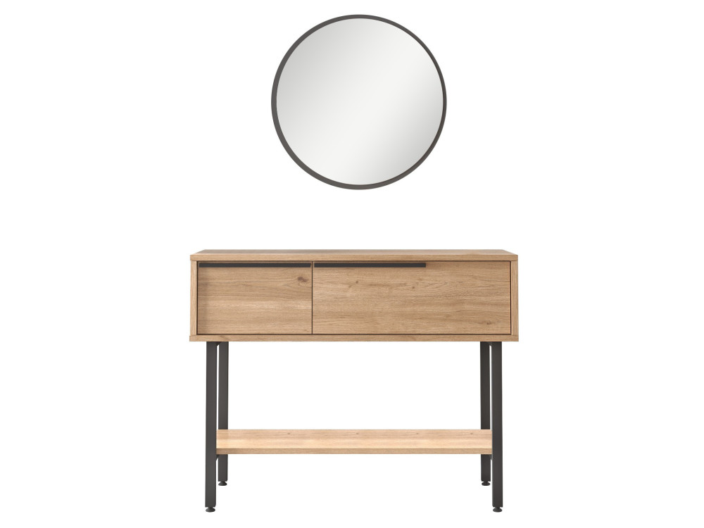 Consolle in legno "Calvin" con specchio - 100 x 30 x 76 cm - Marrone