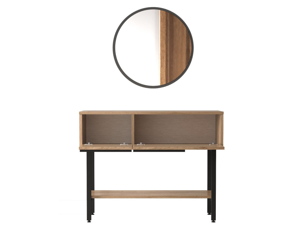 Consolle in legno "Calvin" con specchio - 100 x 30 x 76 cm - Marrone