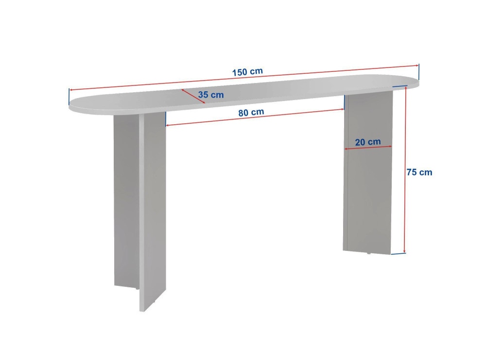 Consolle in legno "Sira" - 150 x 35 x 75 cm - Travertino