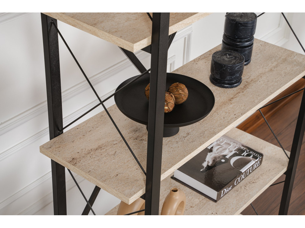 Libreria in legno "Elysian" - 90 x 33 x 180 cm - Travertino nero