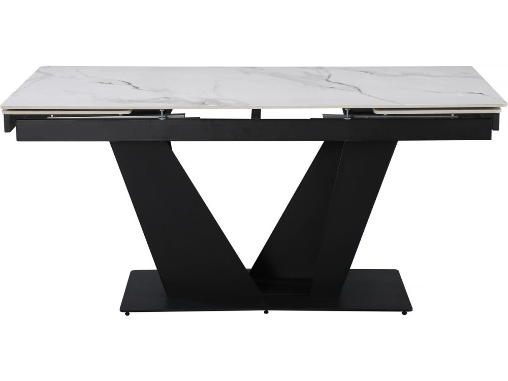 Tavolo da pranzo allungabile in ceramica - 160/240 cm - da 6 a 10 persone "Nova" - Bianco marmorizzato grigio
