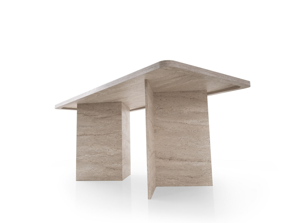 Tavolo da pranzo in legno "Lizzard" 180 x 90 x 77 cm - Travertino