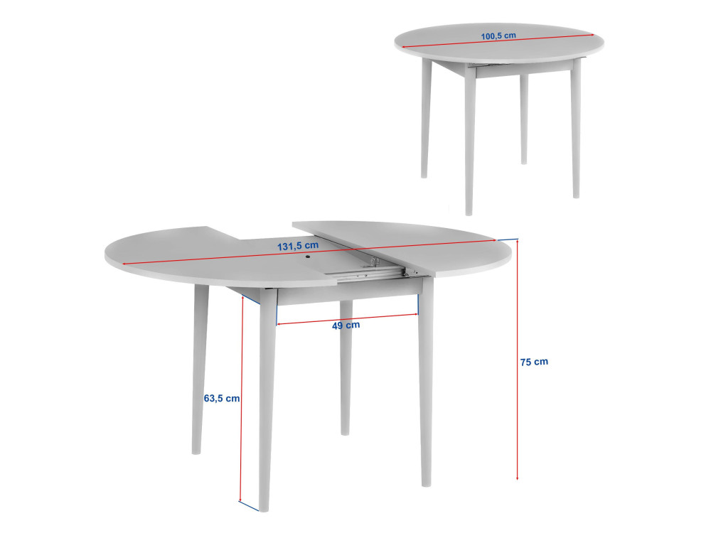 Tavolo da pranzo allungabile in legno "Viona" 100 x 100 x 75 cm - Travertino
